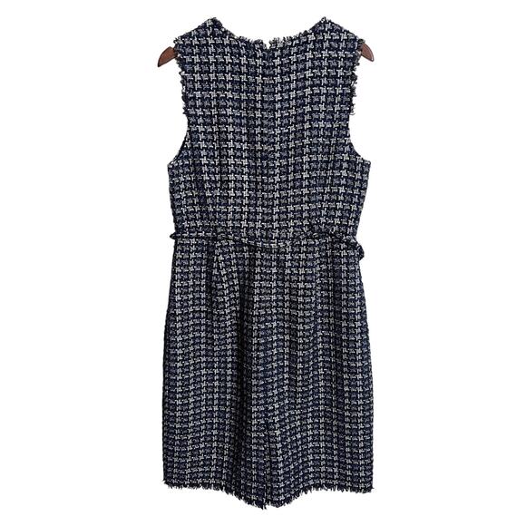 J.Crew Textured Tweed Houndstooth Sheath Dress Blue Womans 14 - Picture 2 of 10